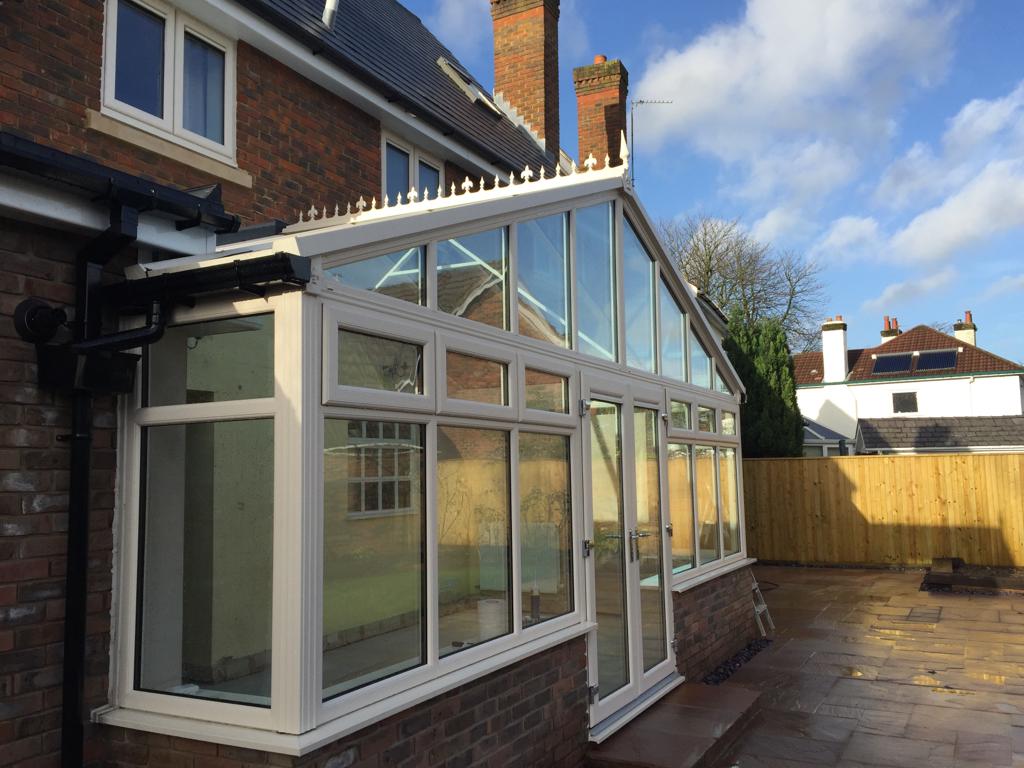 Before and After of Windows and Conservatory in Cream UPVC